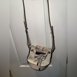 The Kooples Cream Leather & Canvas Bucket Bag